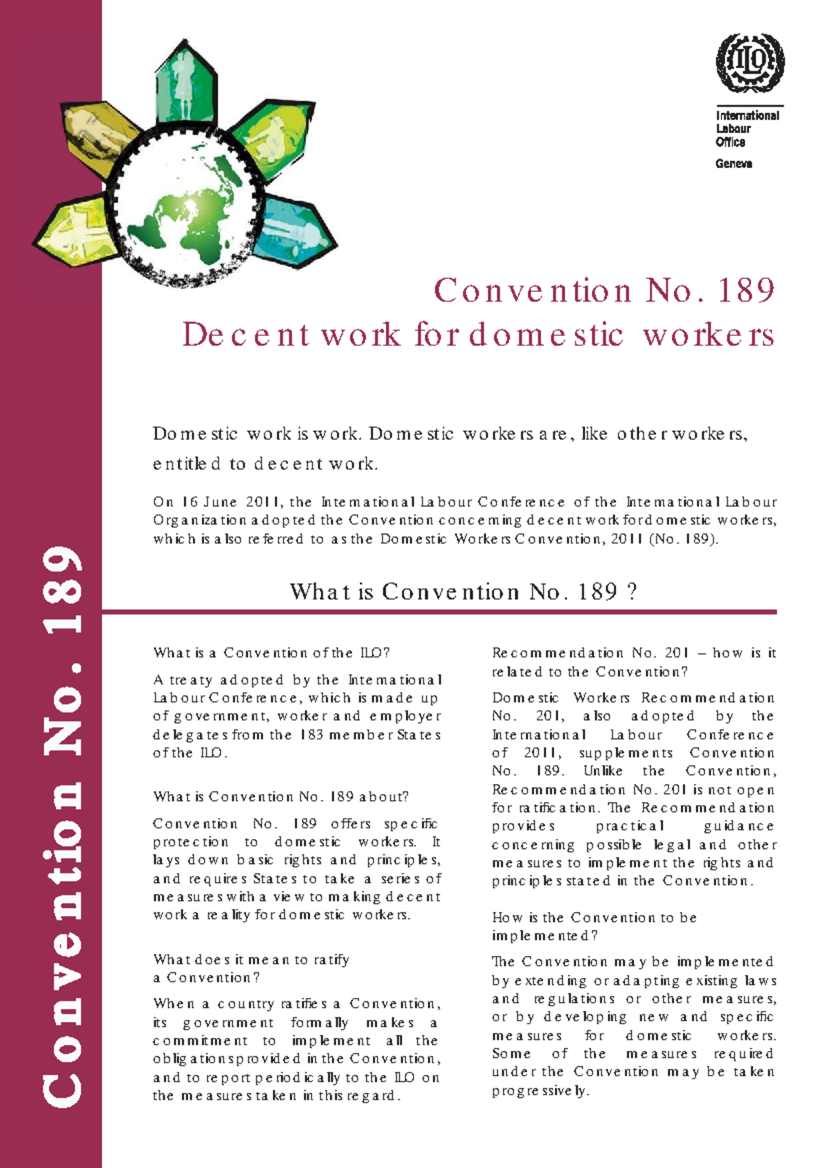 ILO Convention No. 189: Decent Work for Domestic Workers - Studocu