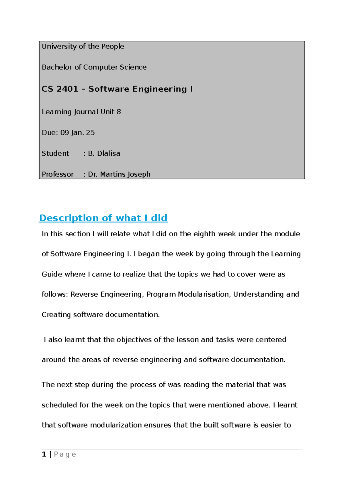 CS2401 - LJU8 - Weekly Reflection on Software Engineering Concepts ...