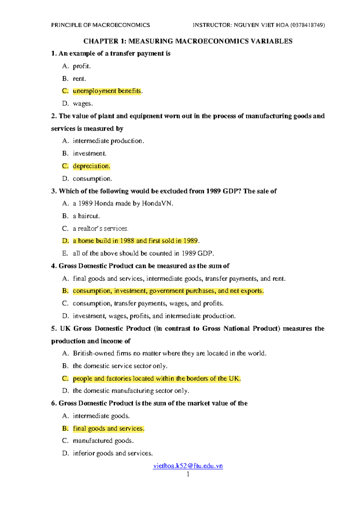 Macro Chapter 1: Key Concepts in Macroeconomic Measurement - Studocu