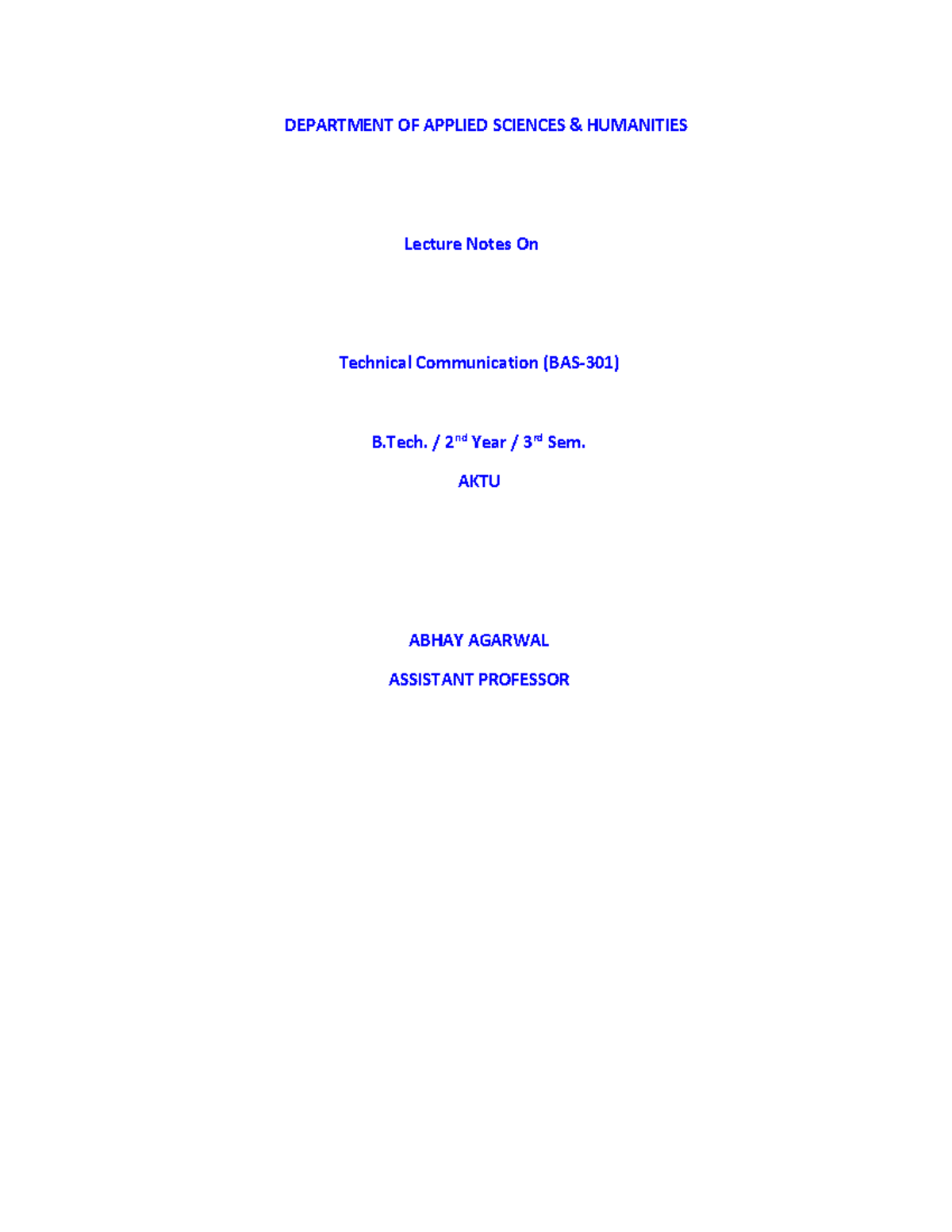 BAS 301 Technical Communication Lecture Notes - Module II - Studocu