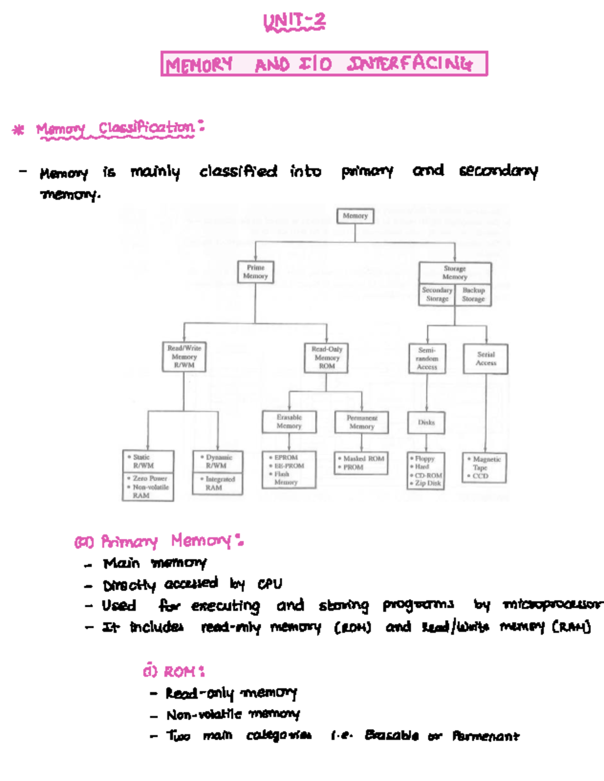 MT AND 110 Unit 2: Memory Classification and Interfacing Overview - Studocu