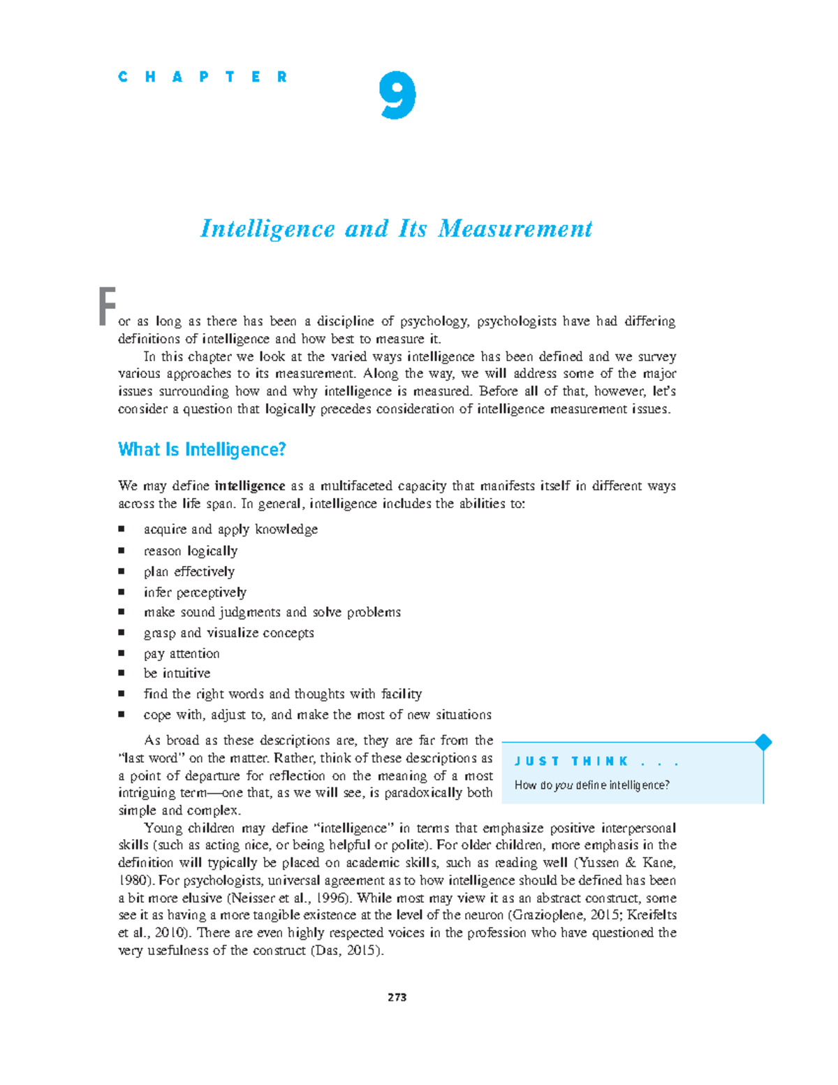Chapter 9: Intelligence and Its Measurement (Cohen) - Studocu