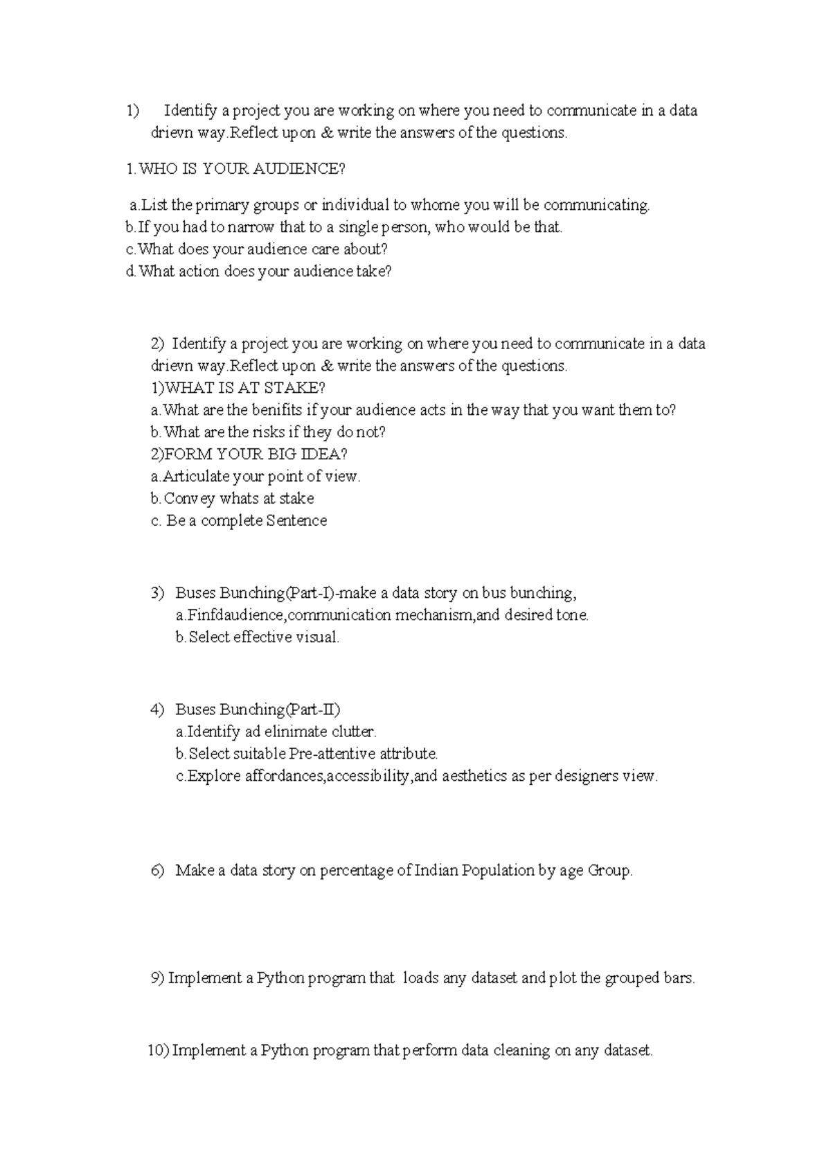 DST Internal Practical Questions on Data-Driven Communication - Studocu
