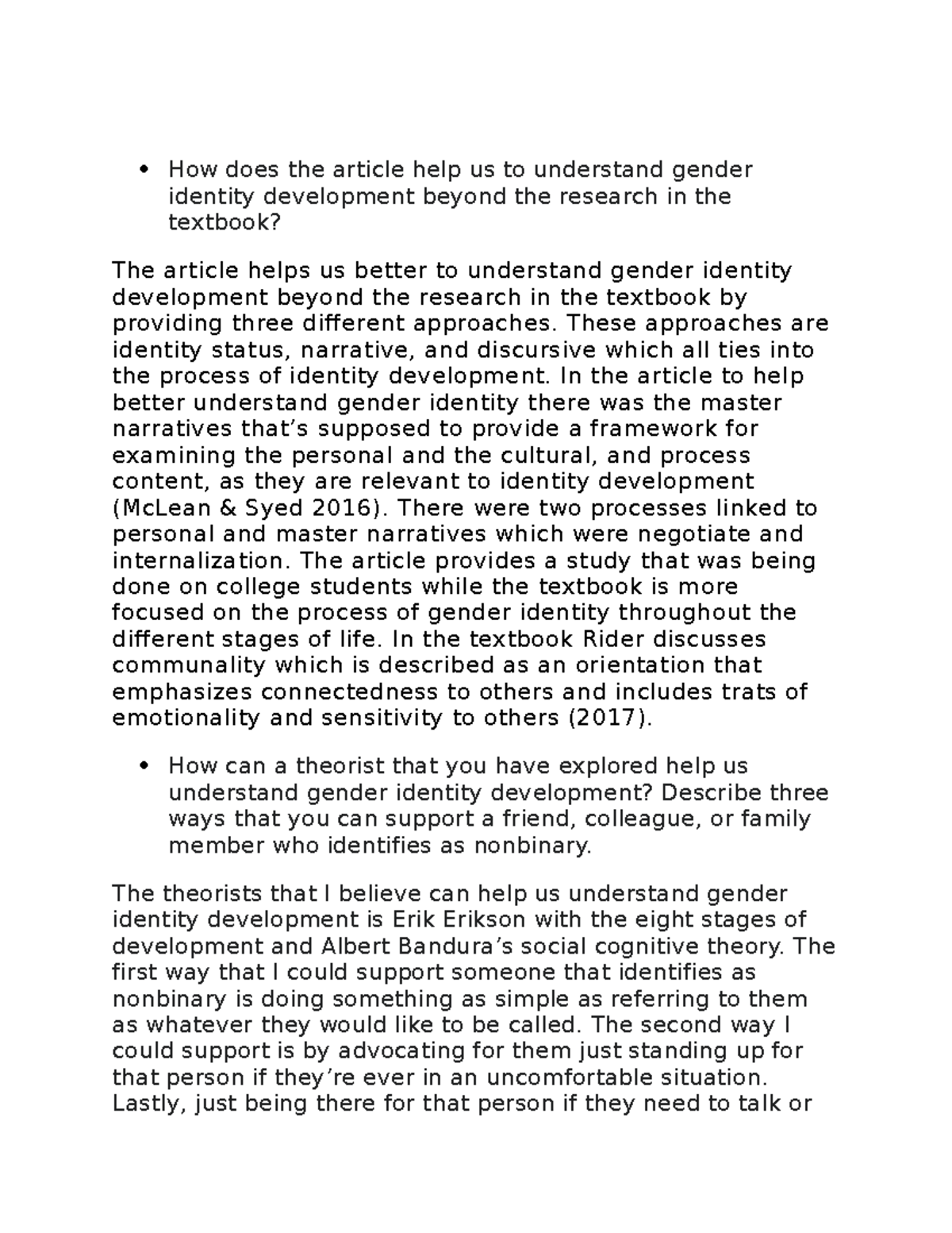 PSY 101: Gender Identity Development and Support Strategies - Studocu