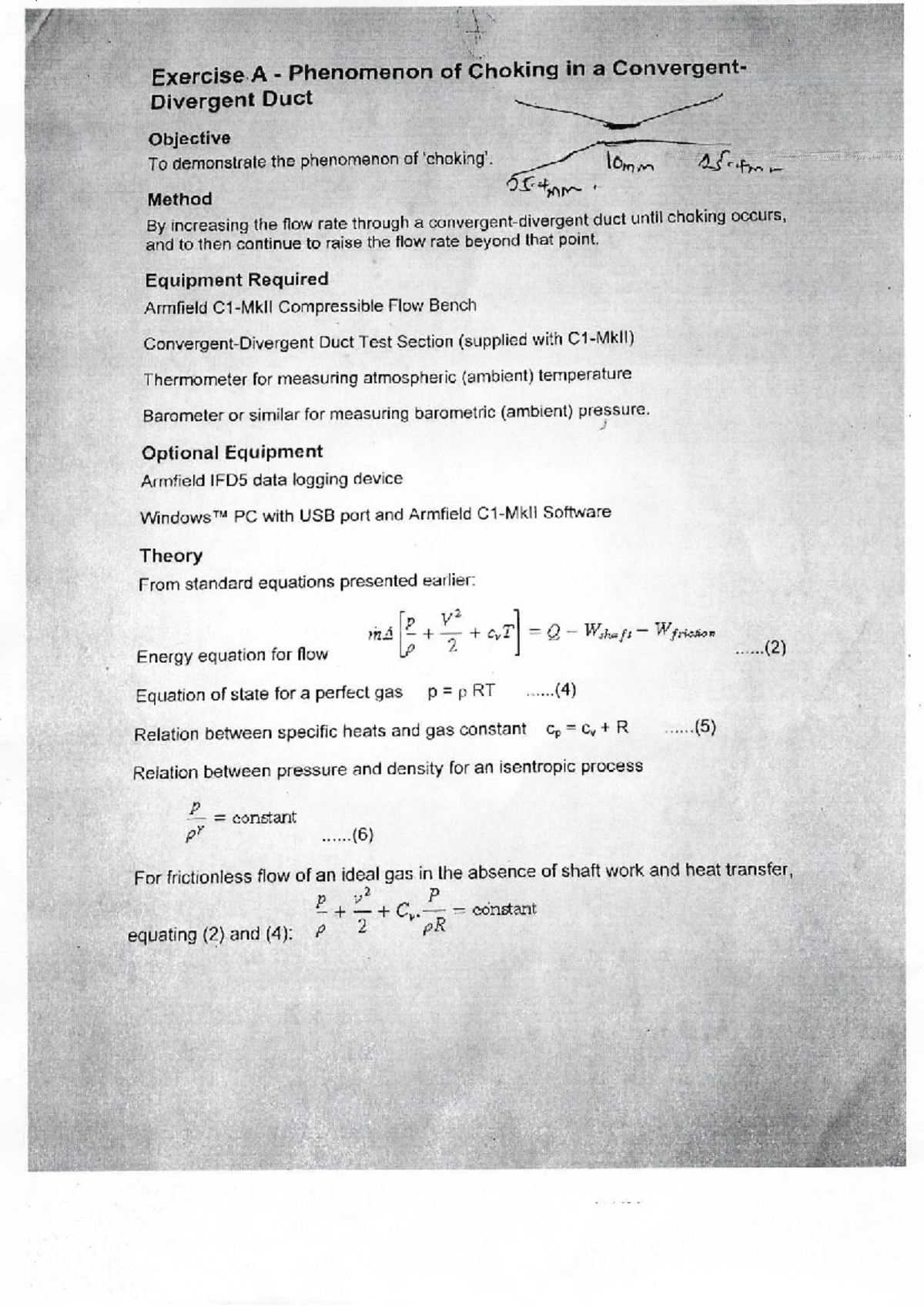 Curated visual reference: Picture Idea: Fluids Iii Lab Report 1 Choking Phenomenon In Ducts