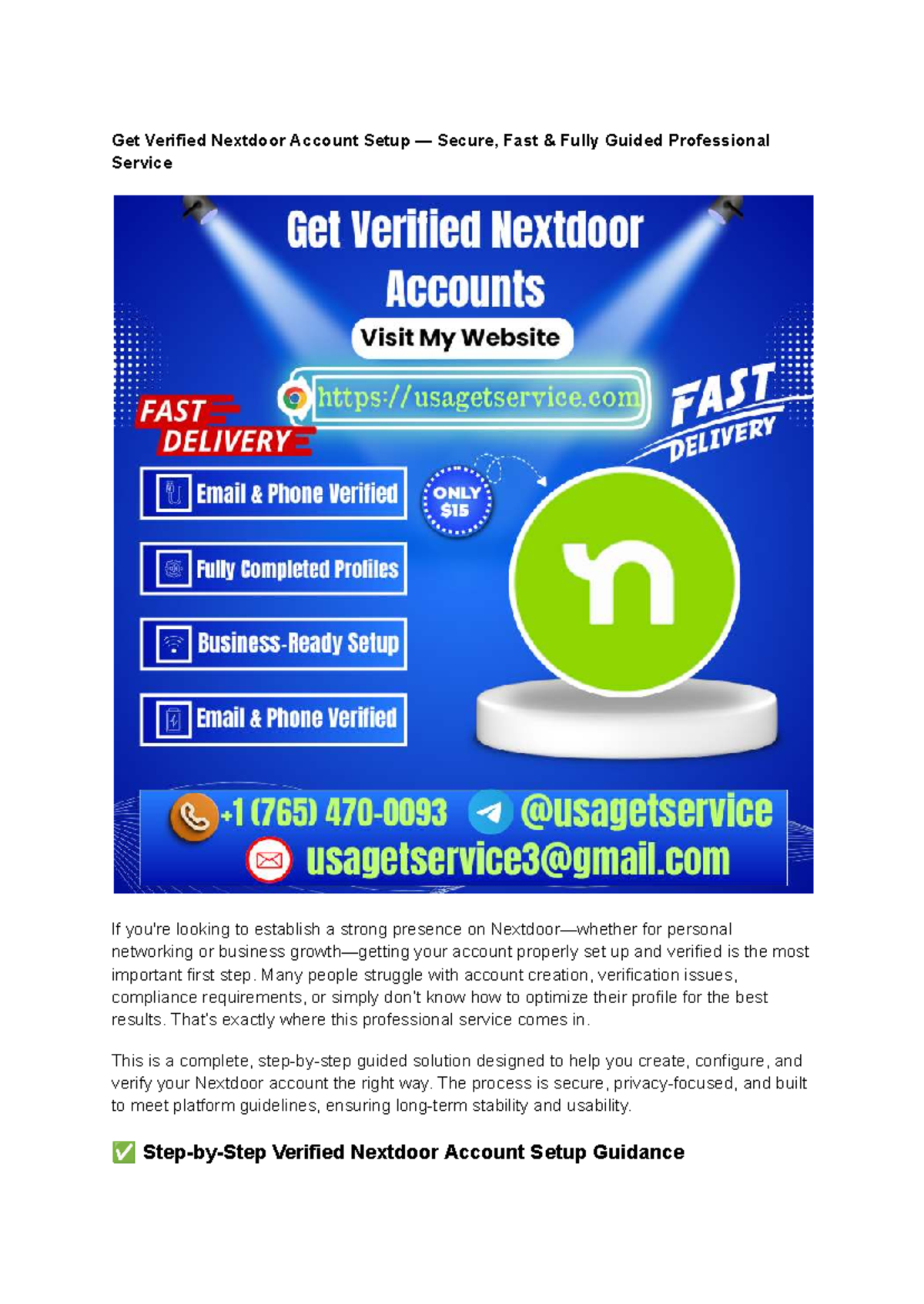 Nextdoor Account Setup Guide: Secure & Reliable Service - Studocu