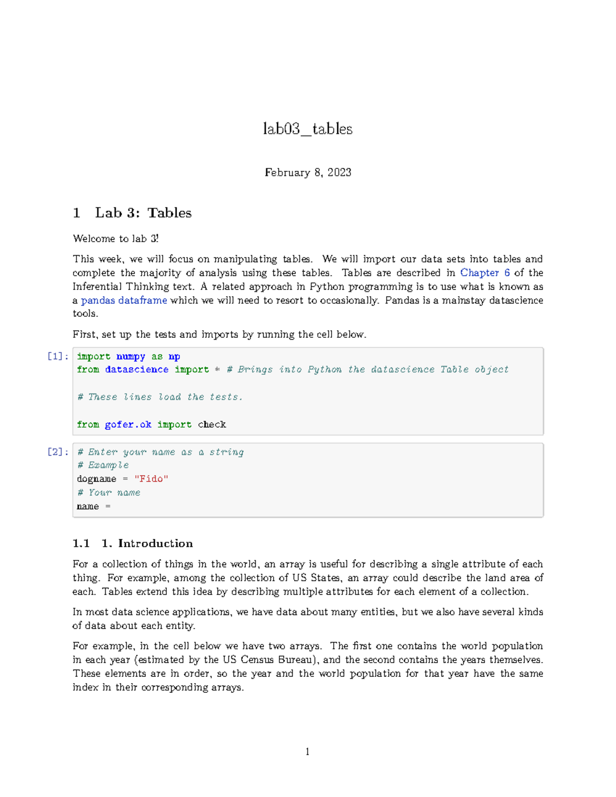 Lab03 Tables: Data Manipulation & Analysis in Python - Studocu