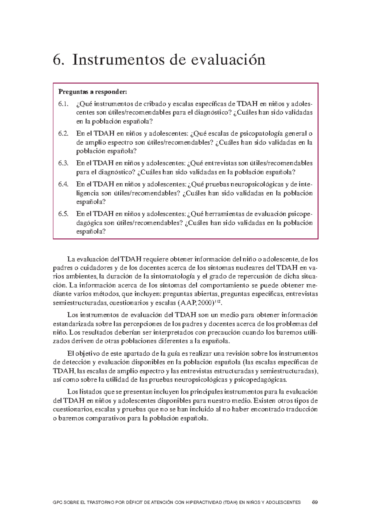 Instrumentos de Evaluación para TDAH en Niños y Adolescentes: Guía GPC ...