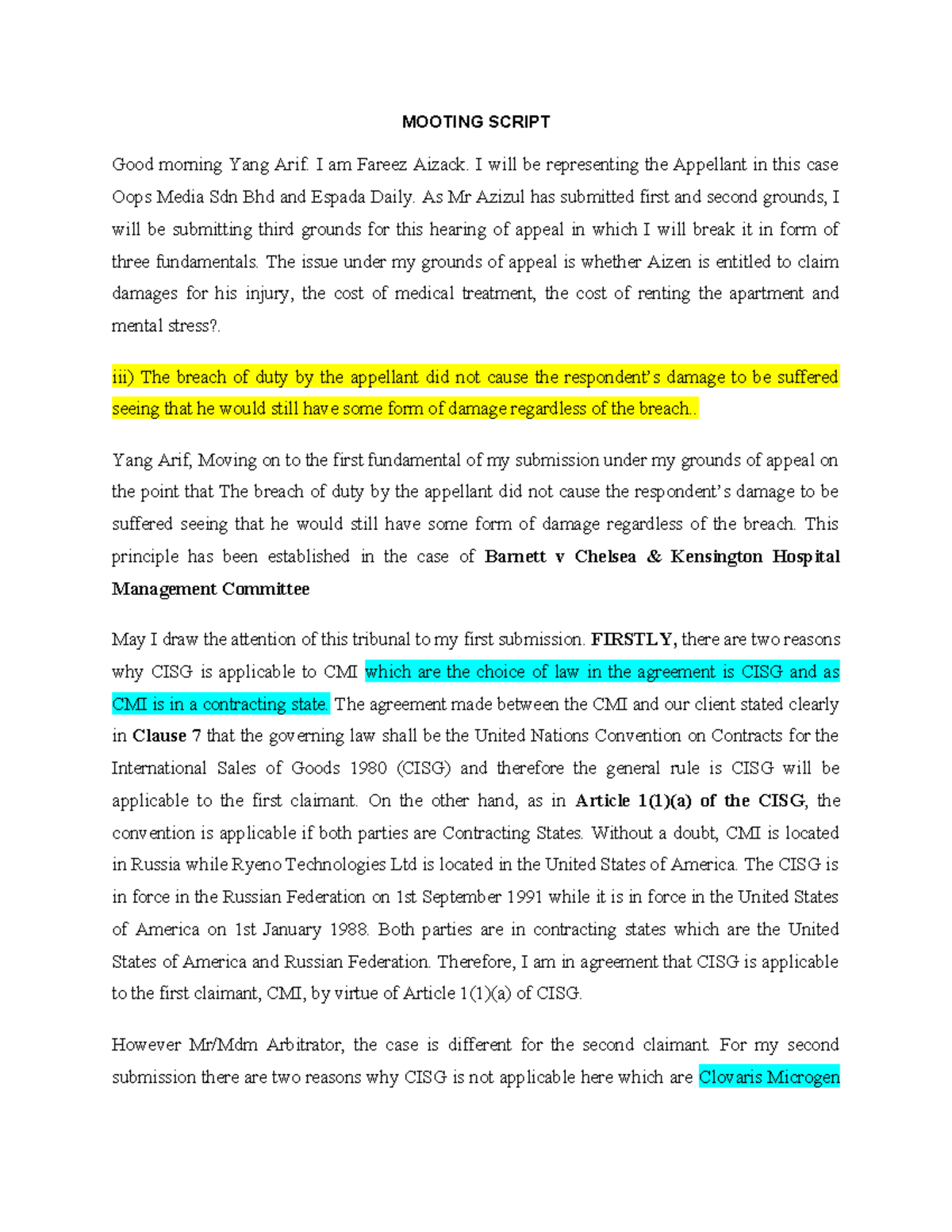 Mooting Script for Appeal: Case of Oops Media Sdn Bhd v. Espada Daily ...