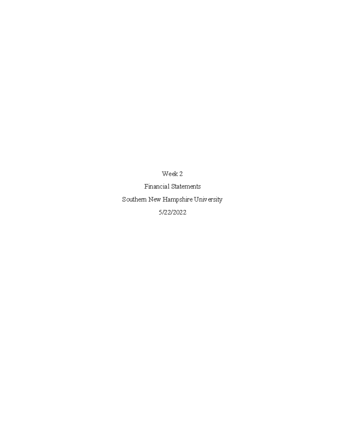 Week 2 - Principals of Finance - Financial Statements - for Studoc ...