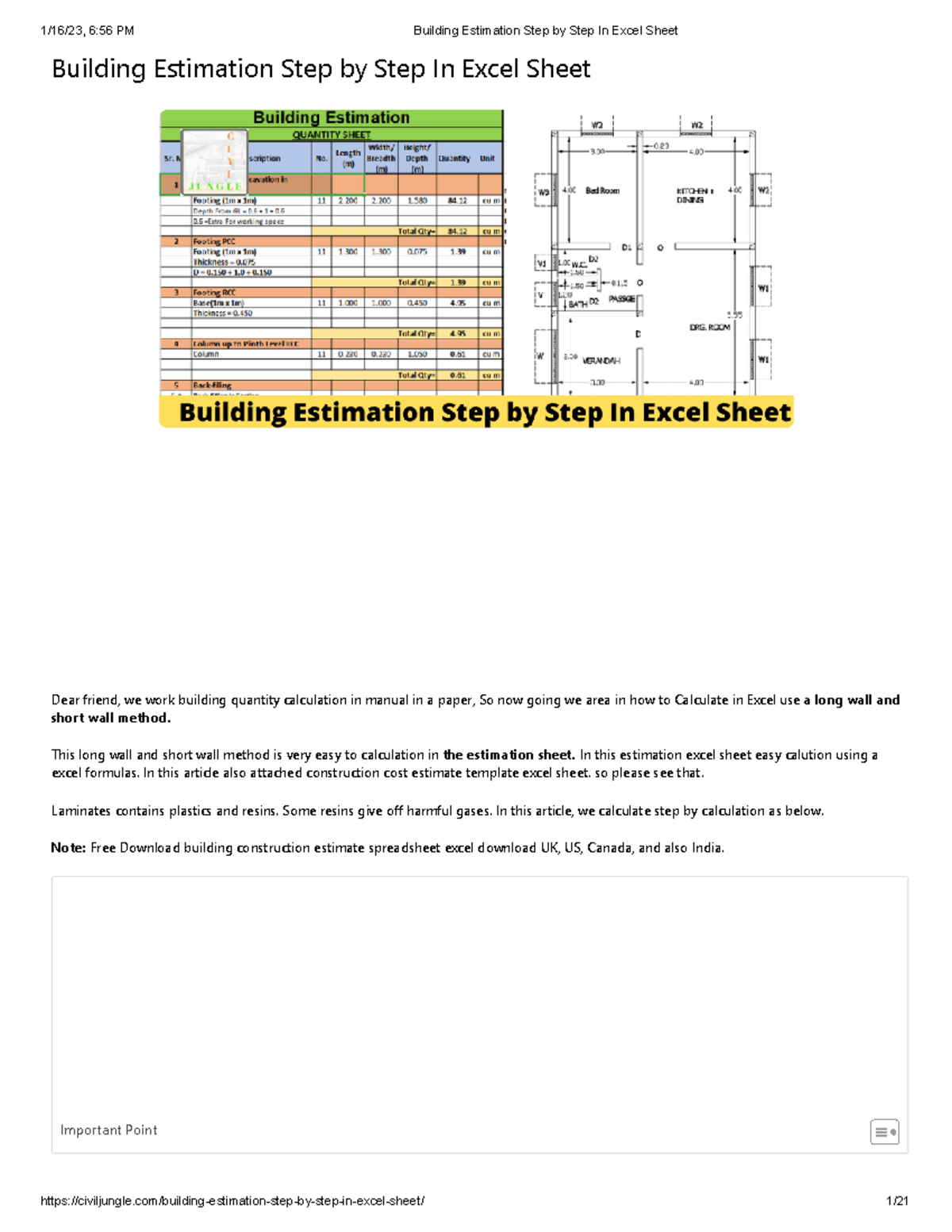 Building Estimation & Costing Guide with Excel Template PDF - Studocu