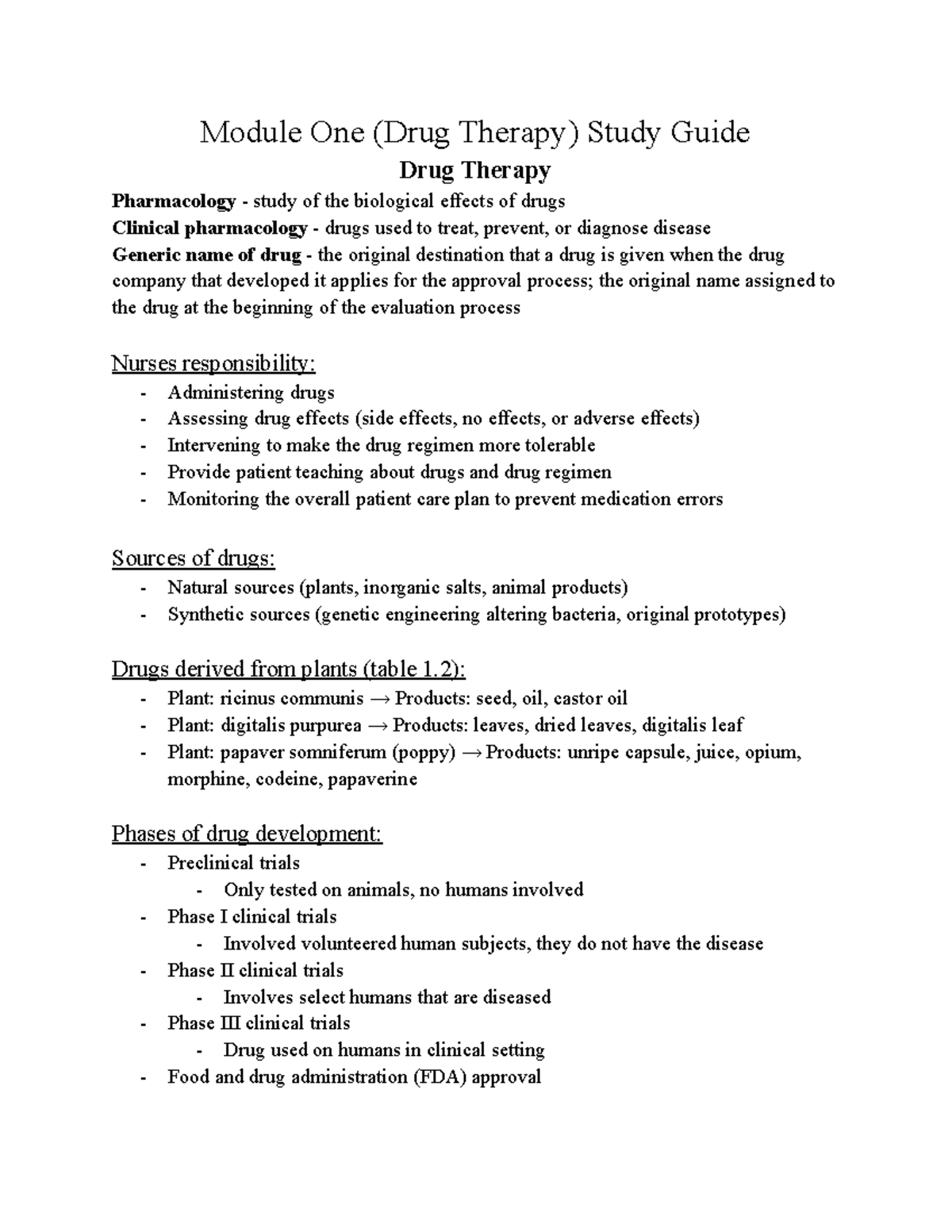 Pharm 101: Comprehensive Module 1 Study Guide on Drug Therapy - Studocu