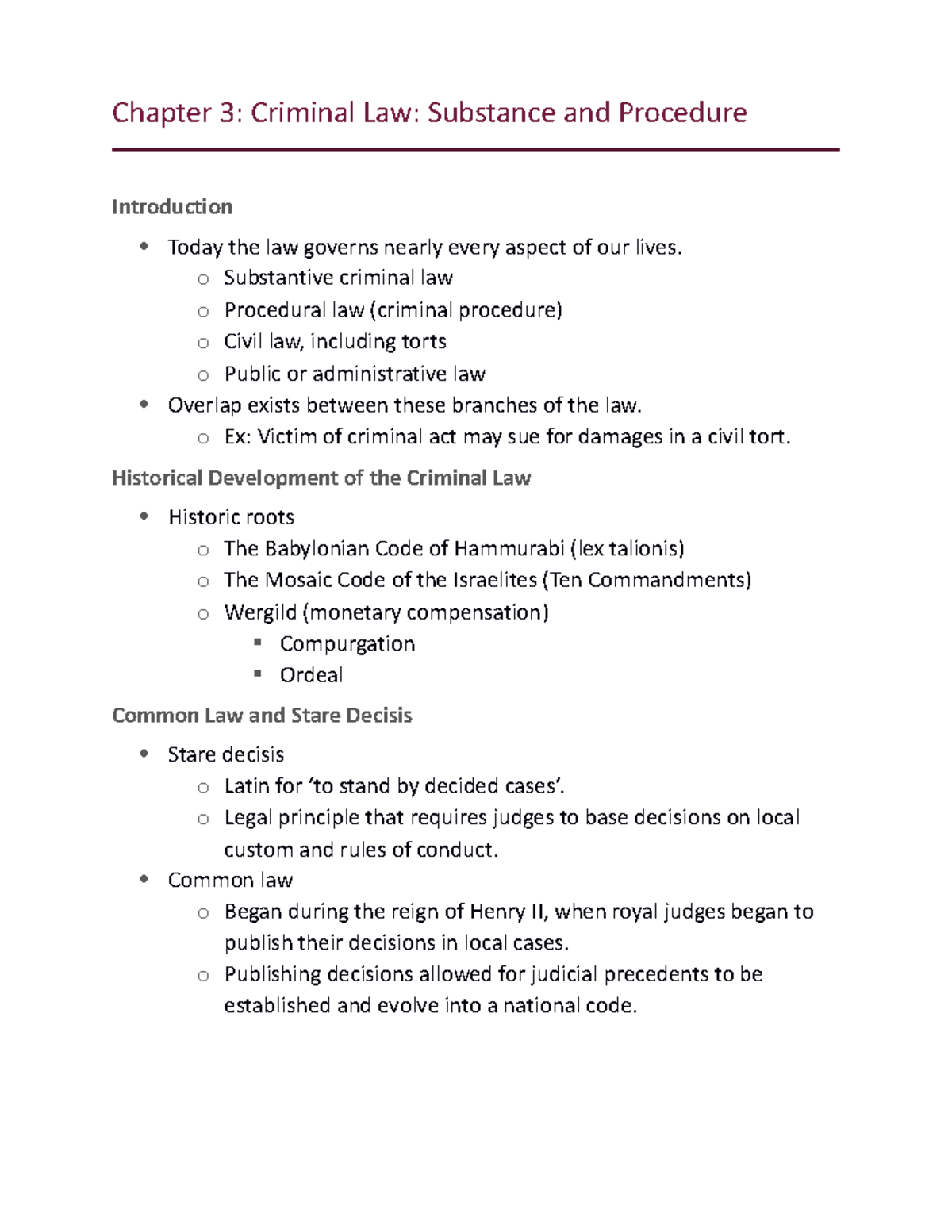 Chapter 3: Introduction to Criminal Law (CJ 101) Notes - Studocu