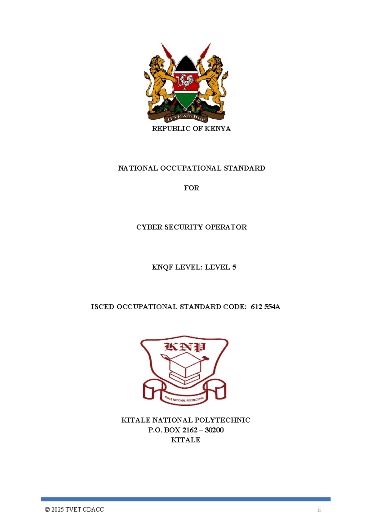 Occupational Standards for Cyber Security Operator Level 5 (612 554A ...