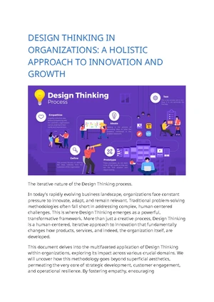 DESIGN THINKING IN ORGS: A HOLISTIC INNOVATION FRAMEWORK - Studocu