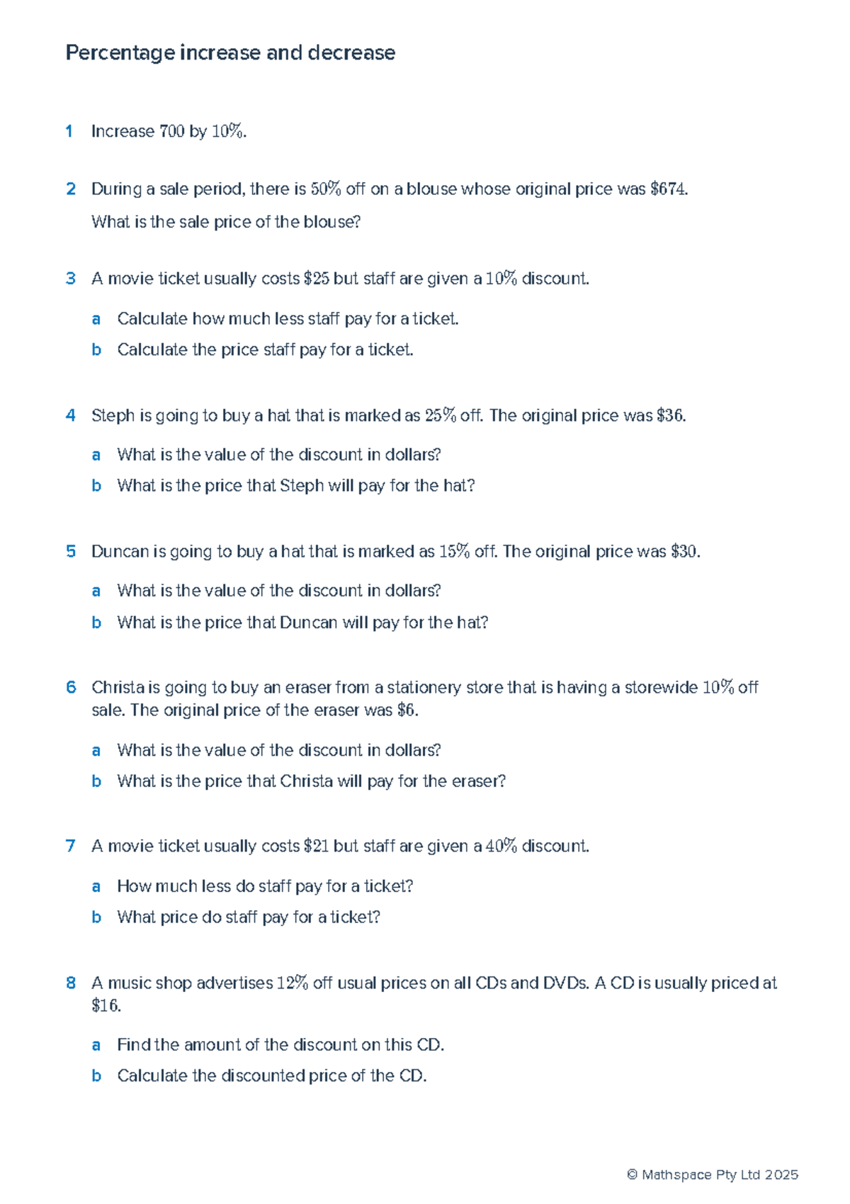 4.04 Percentage Change and GST - Worksheet - Studocu