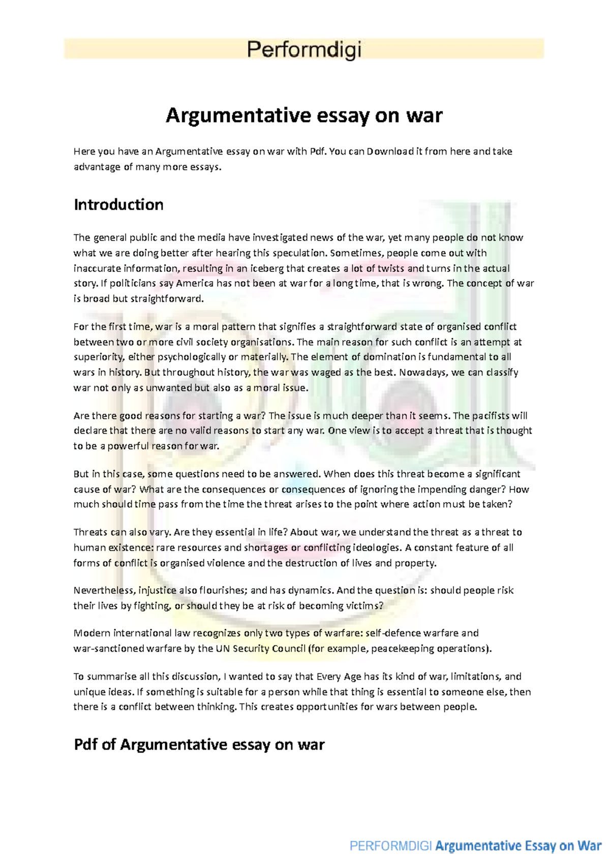 Consequences Of War Essay