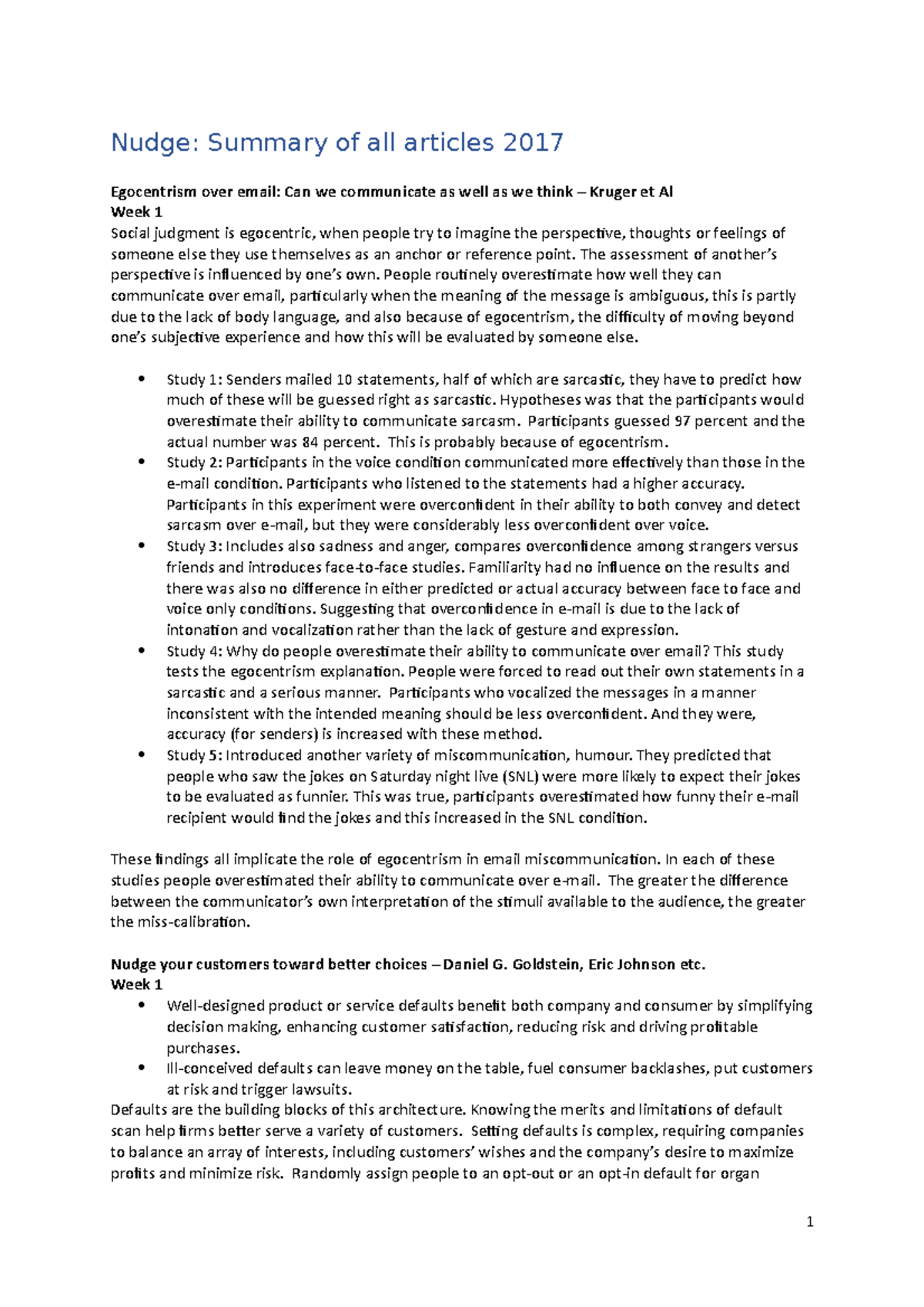 Nudge: Comprehensive Summary of Articles on Decision Making and ...