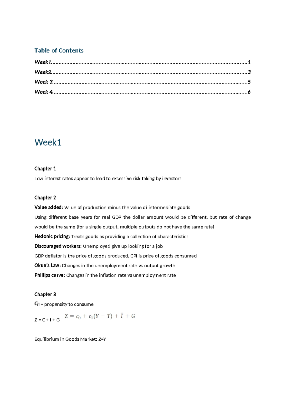 Inter Macro Reading Notes: Key Concepts and Equations - Studocu