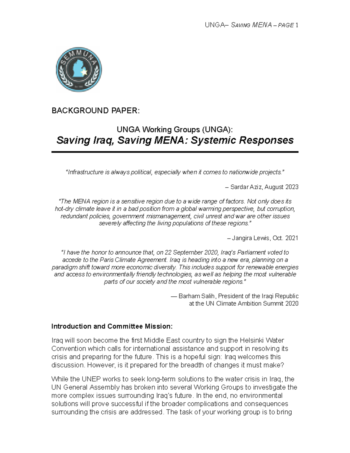2023 semmuna background guide - unga working groups - BACKGROUND PAPER ...