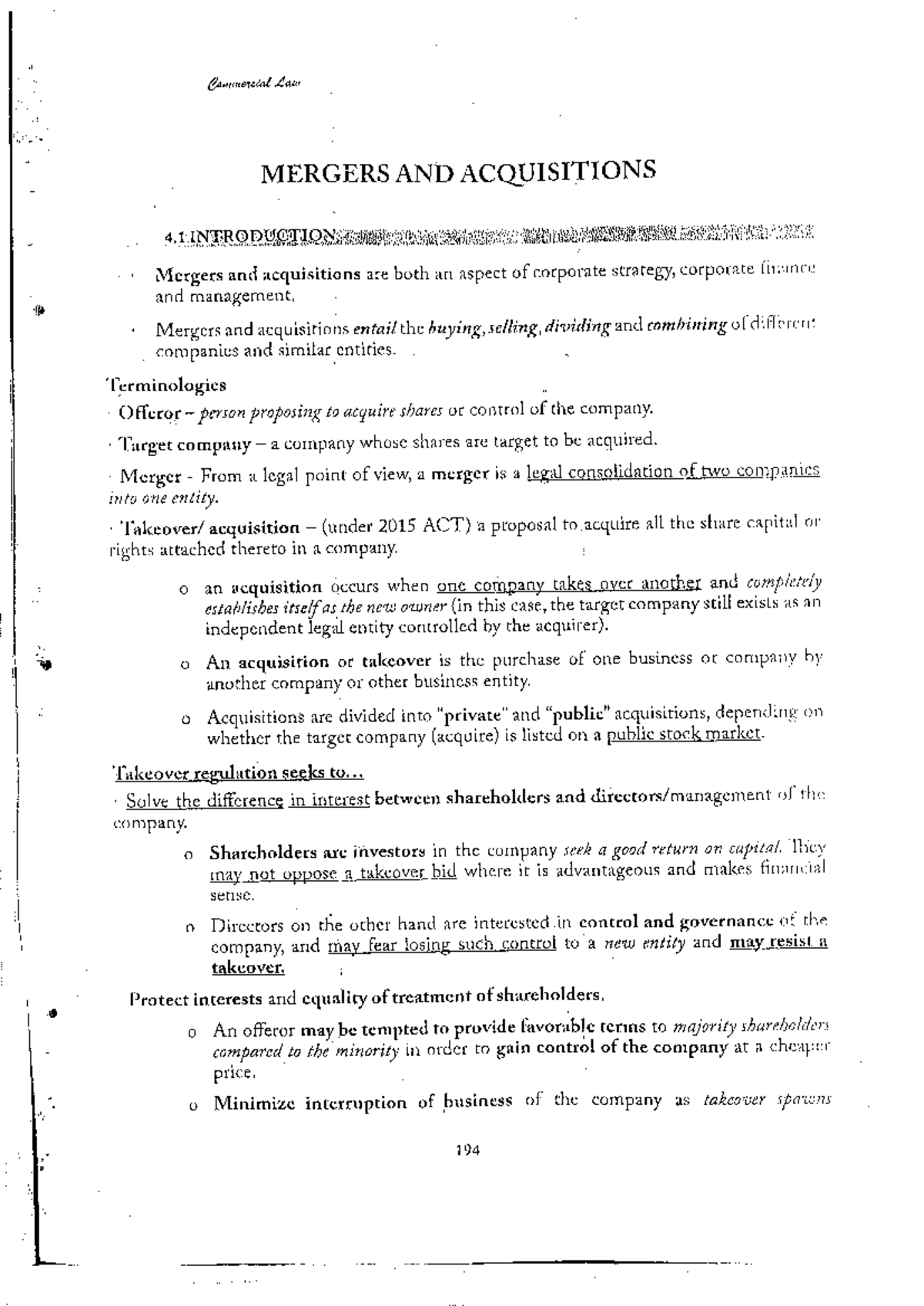 Commercial Law Mergers and Acquisitions: Batch 4 Overview and Insights ...