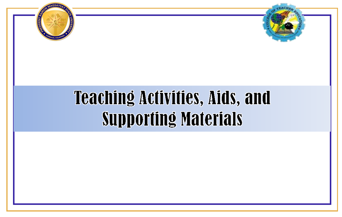 Teaching Activities and Aids: Strategies for Effective Learning (ELEC ...