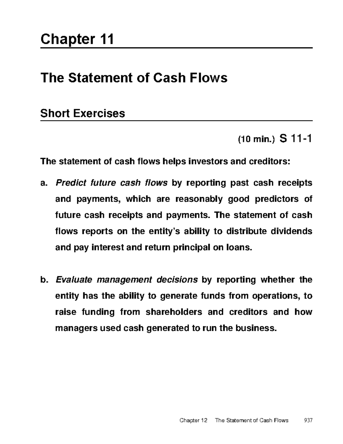 Harrison_FA_CH11_SM - Chapter 11 The Statement of Cash Flows Short ...