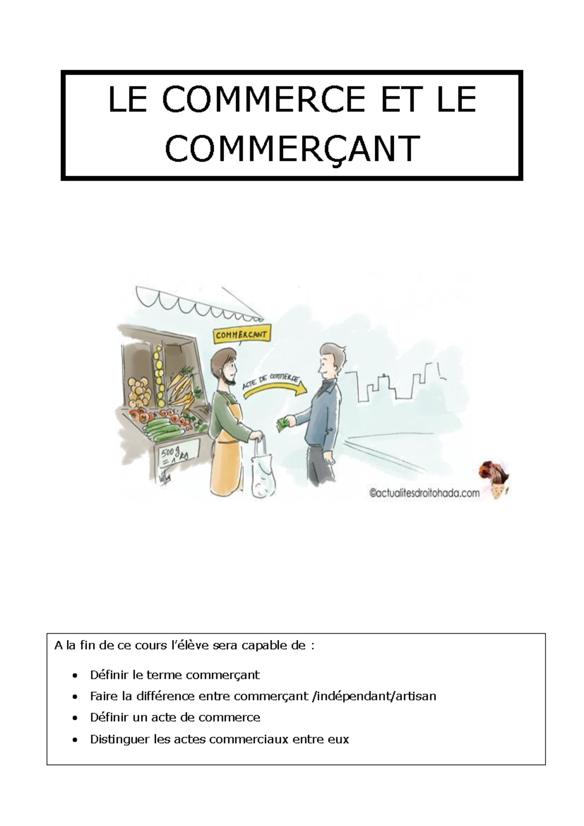 LE COMMERÇANT 4TQ bis - Cours Complet sur le Commerçant et Actes de ...
