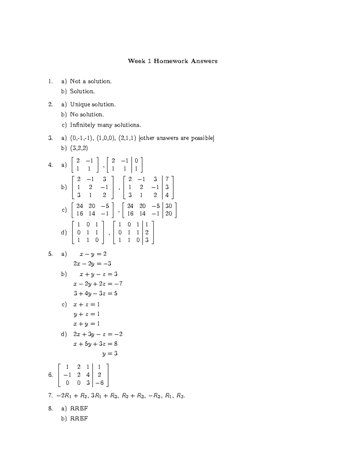 MA123 W1 Homework Solutions - Week 1 Answers and Explanations - Studocu