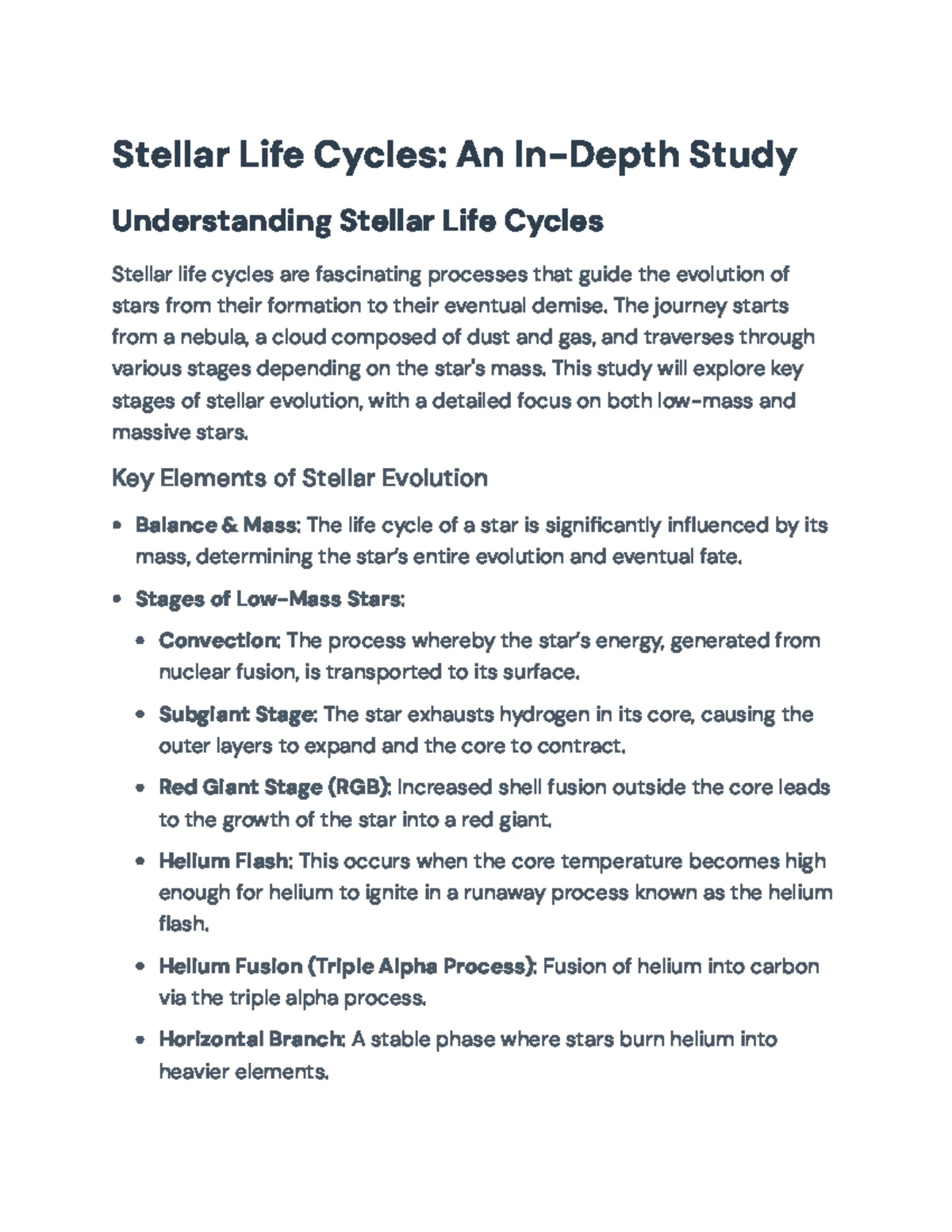 The Stellar Life Cycle: Stages of Evolution and Physics (ASTR 101 ...