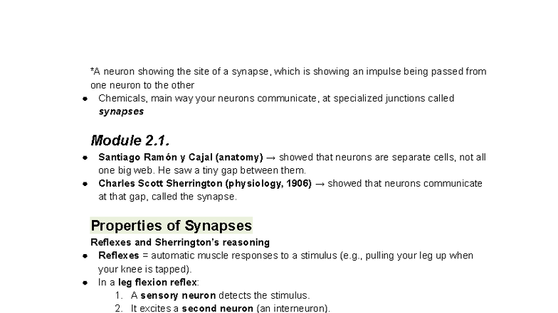 Chemical Events at the Synapse: Neurotransmitter Dynamics (Module 2.2 ...