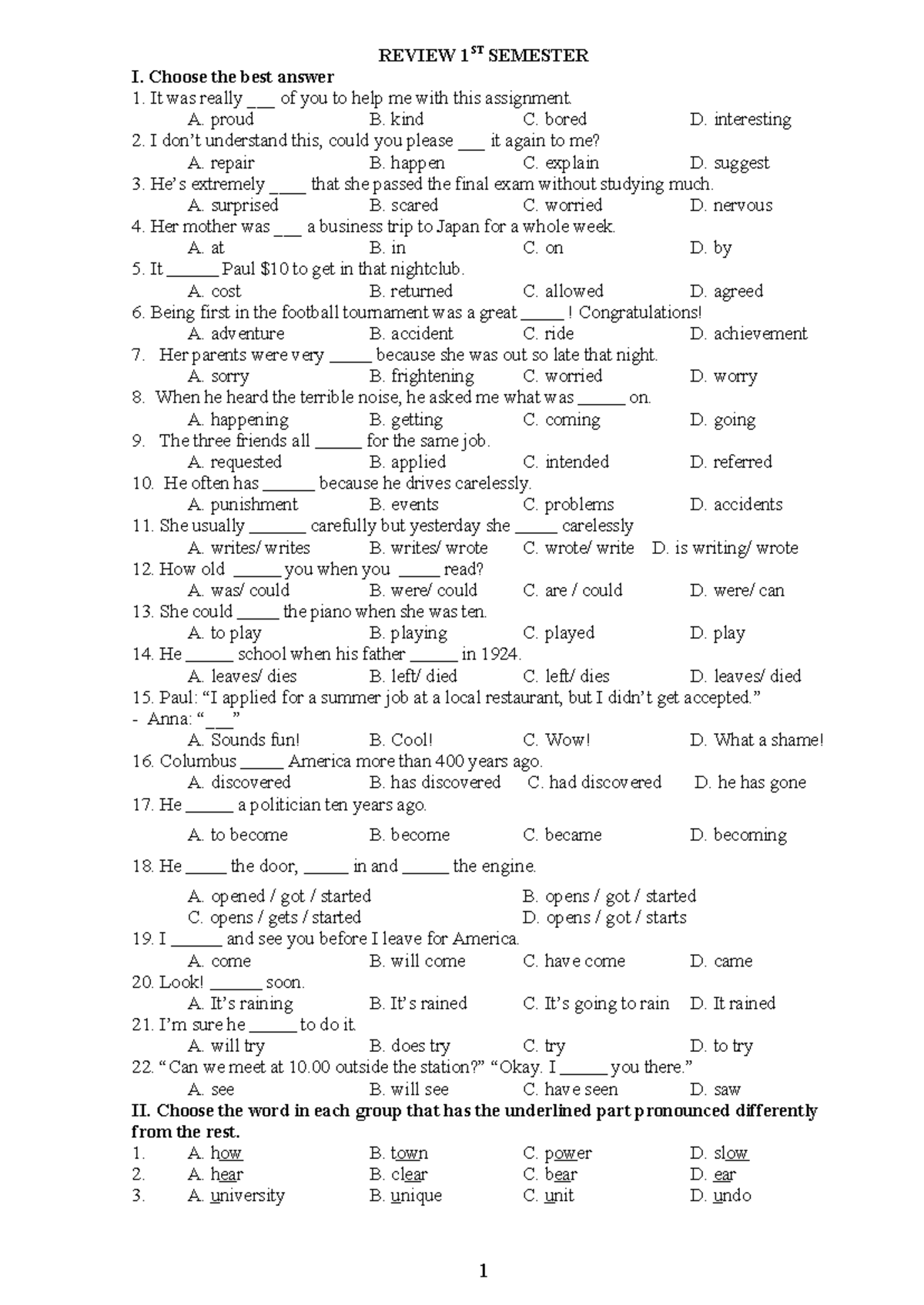 Review 1ST Semester - Practical Exam Questions and Answers - Studocu
