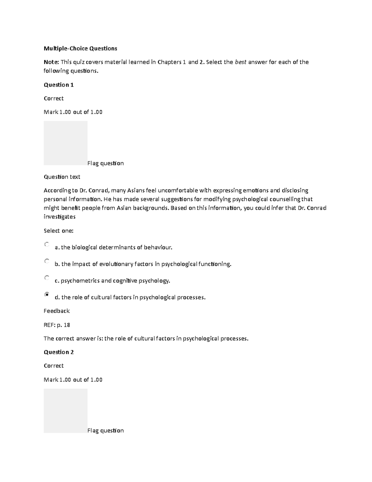 Psychology 290 Quiz 1: Overview of Key Concepts in Psychology - Studocu