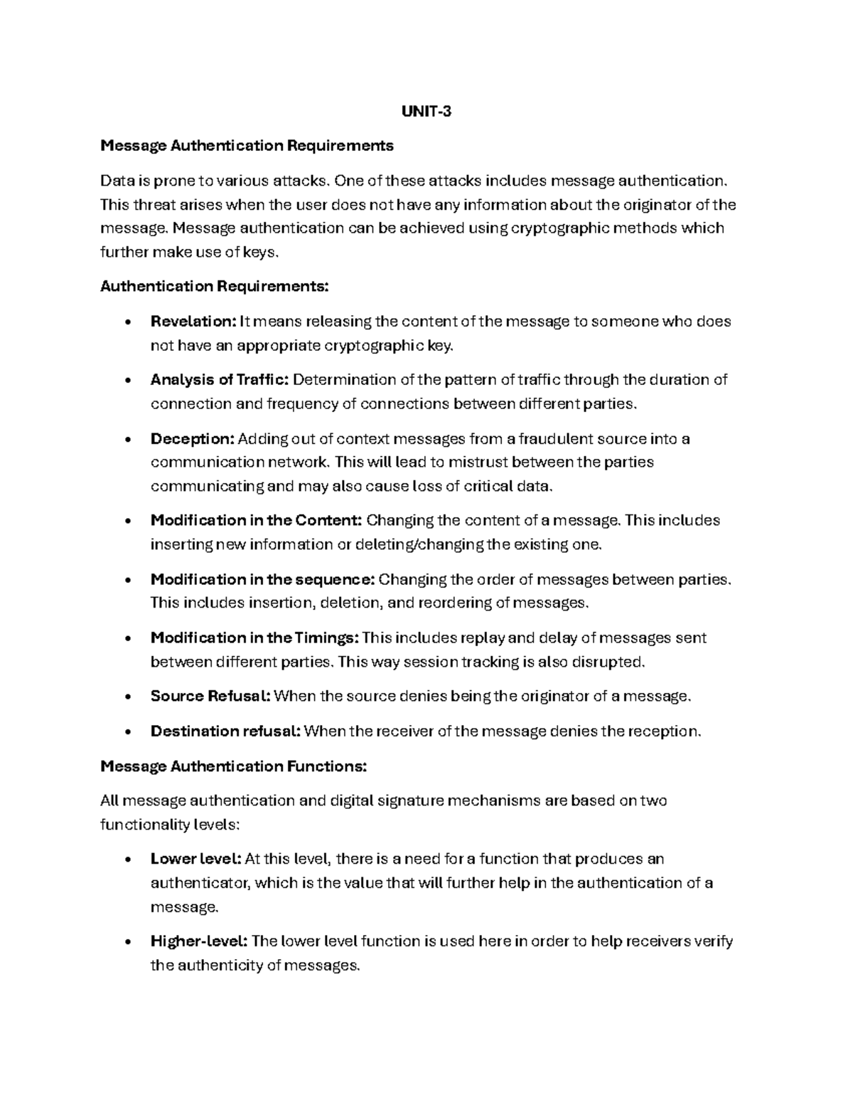Message Authentication & Cryptographic Hash Functions (CS101) - Studocu