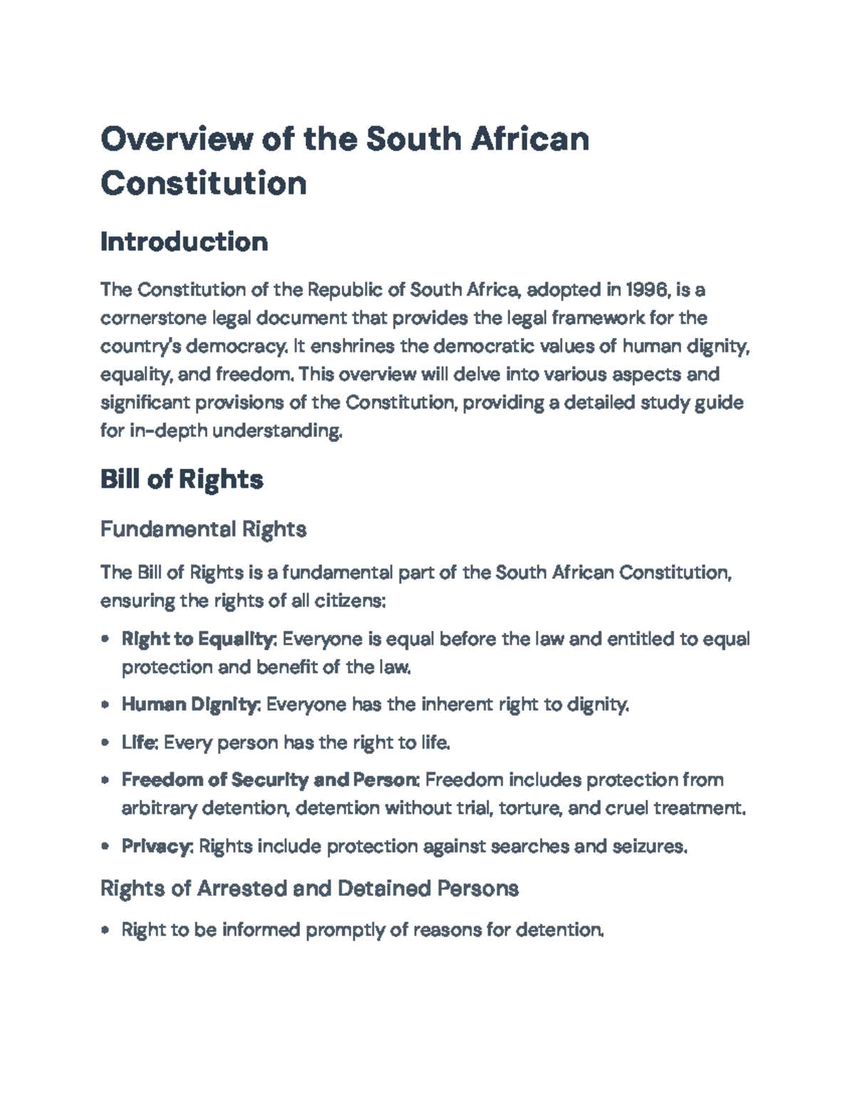 Overview of the South African Constitution: A Comprehensive Guide ...