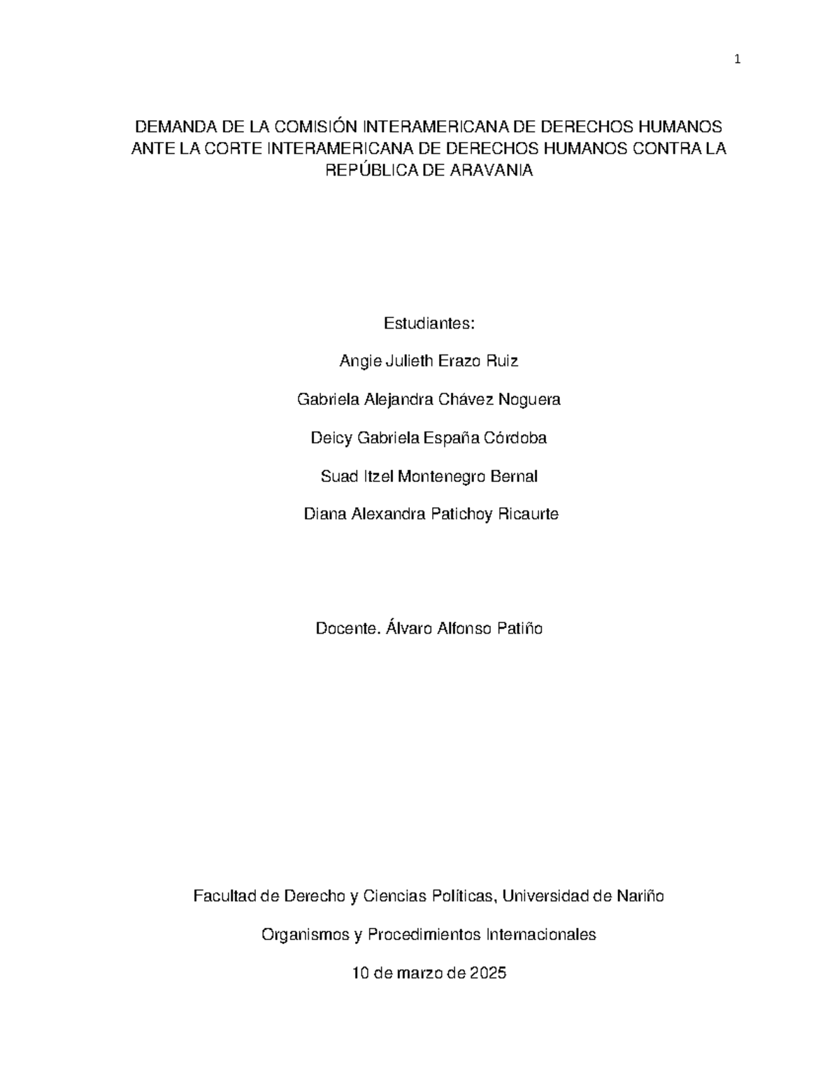 Demanda de la Comisión Interamericana de Derechos Humanos - CDIH - Studocu
