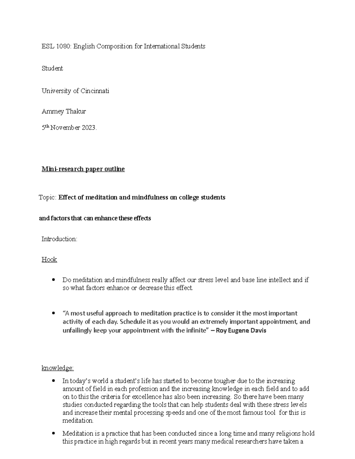 Mini research paper.thakuray - ESL 1080: English Composition for ...