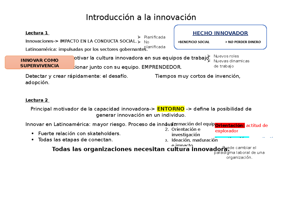 Resumen de Innovación en Latinoamérica - Introducción a la Innovación ...