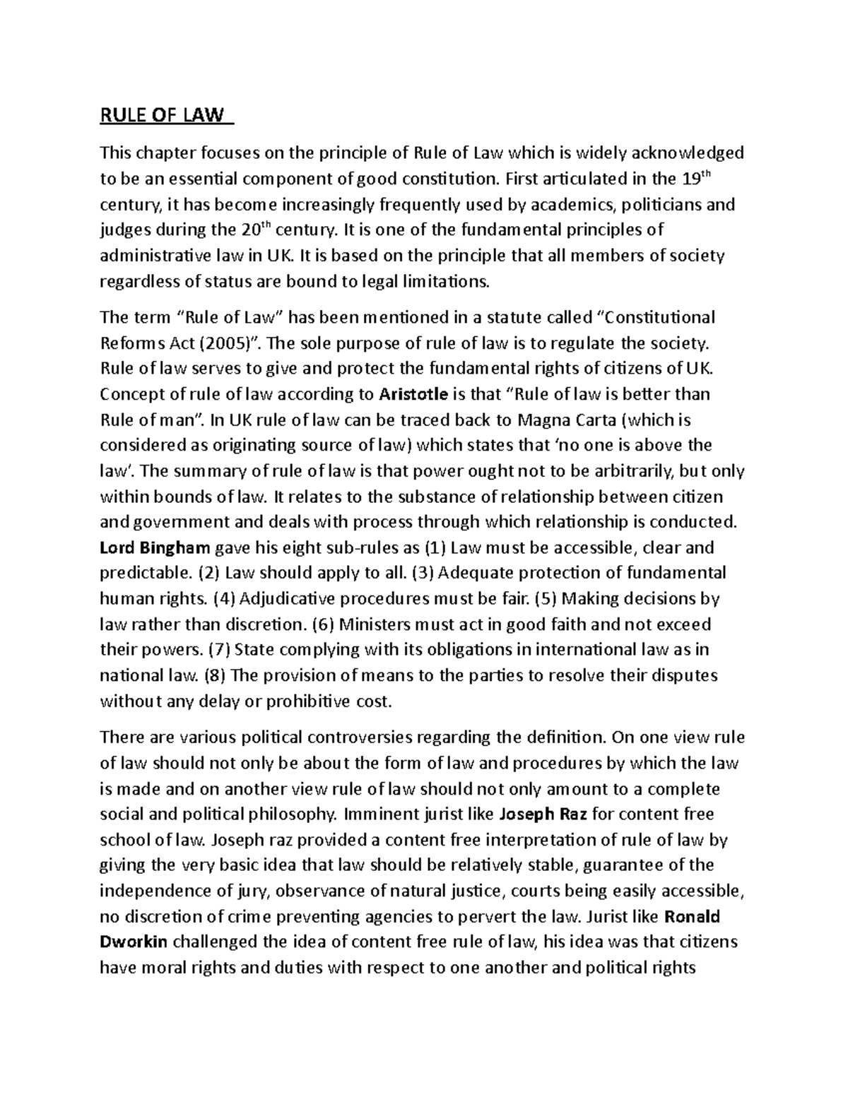 RULE OF LAW - Lecture Notes for Constitutional Law 101 - Studocu