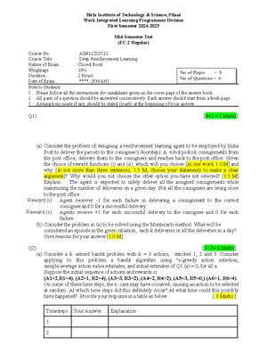 [Solved] BITS PILANI sample question papers for Closed Book Mid ...