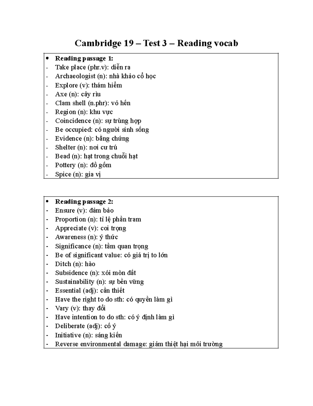 IELTS Practice: Vocabulary for Reading - Cambridge 19 Test 3 - Studocu