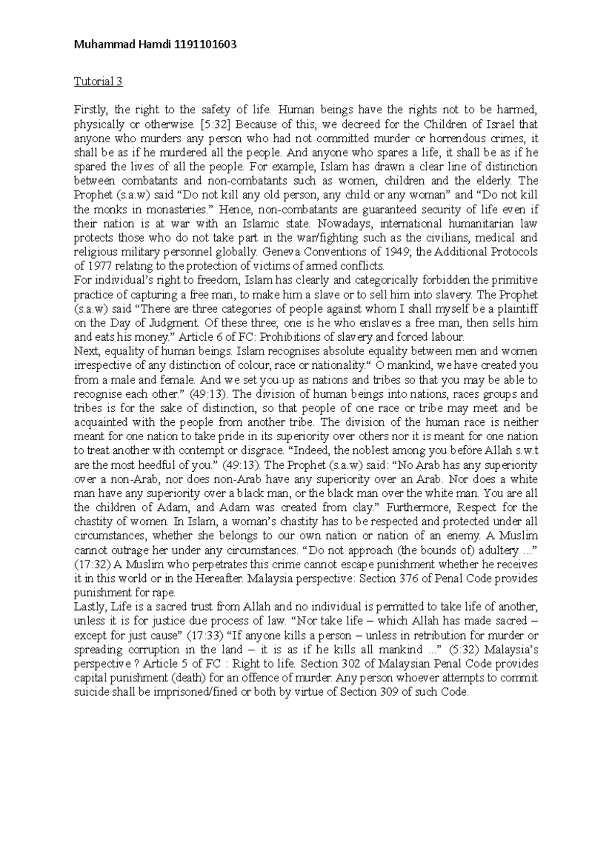 Tutorial 3: Law and Modern Society - Rights in Islam and Malaysia - Studocu