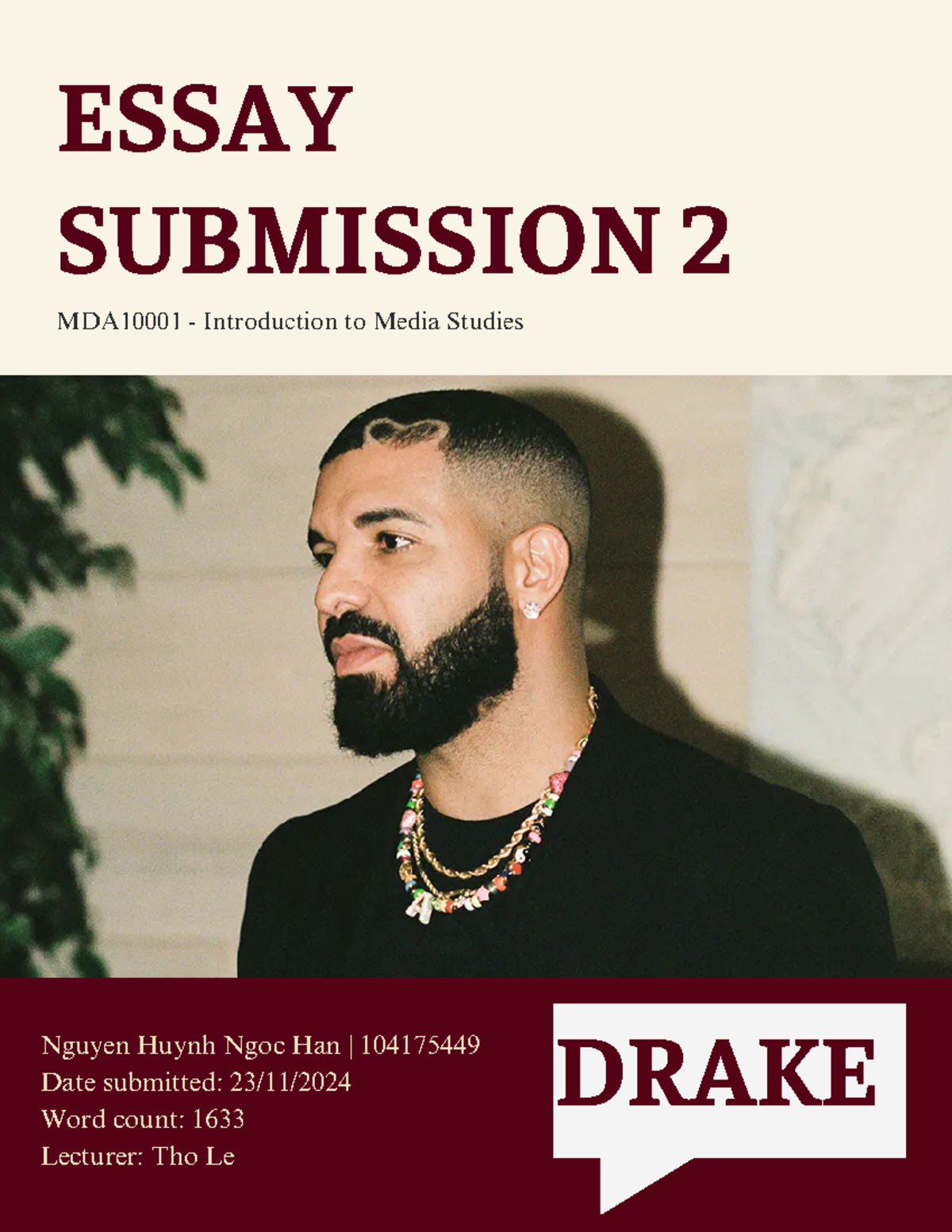 MDA10001 - Essay on Drake: Celebrity, Microcelebrity, and Branding ...