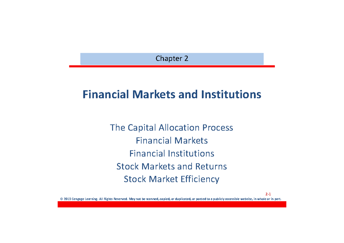 Chapter 2 - Finance - Financial Markets and Institutions The Capital ...