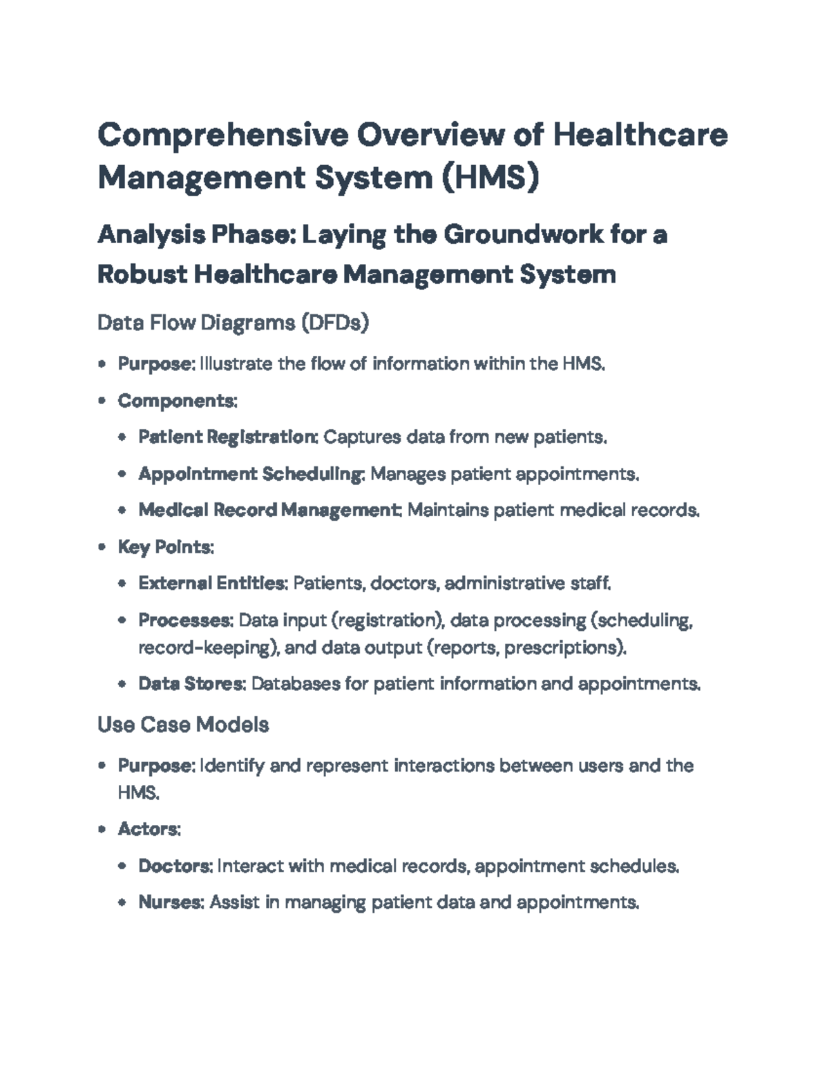 HMS 101: Comprehensive Analysis & Design of Healthcare Management ...