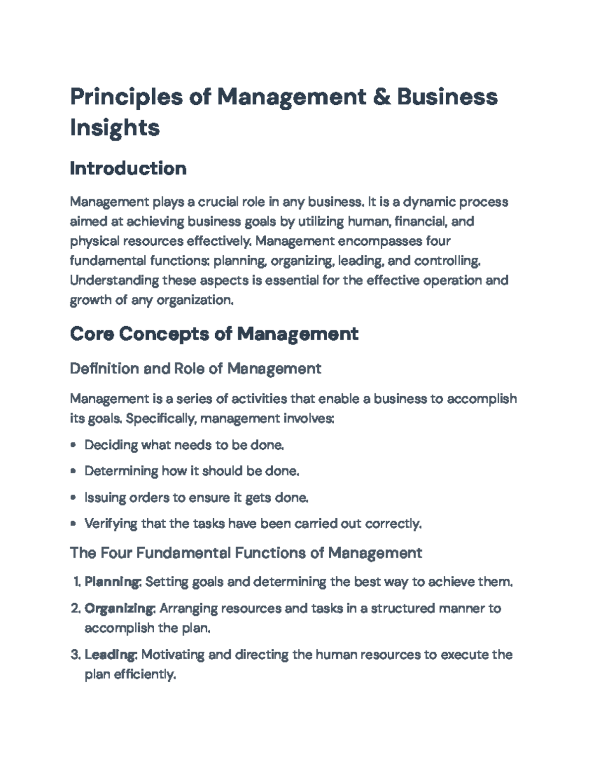 Principles of Management: Core Functions and Levels Explained ...