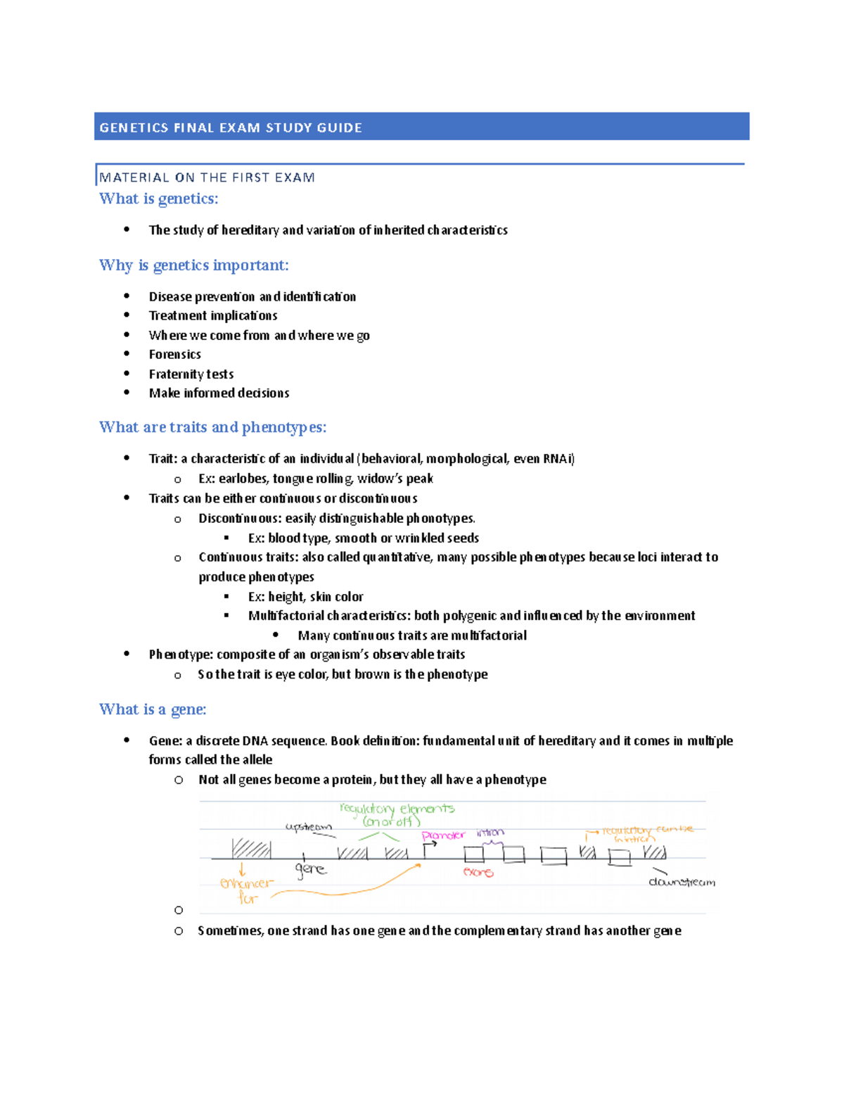 Genetics (GEN101) Final Exam Study Guide: Key Concepts & Topics - Studocu