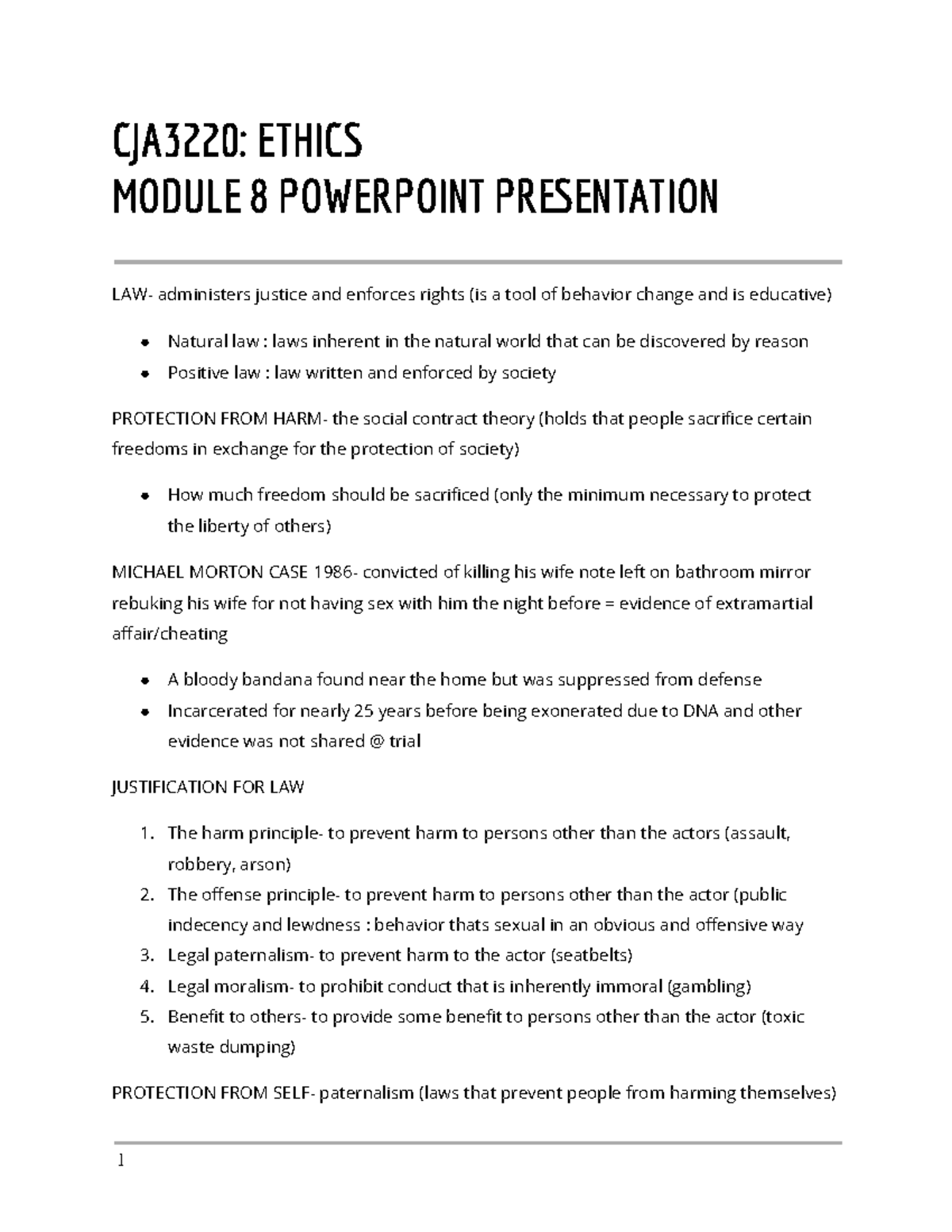 Ethics module 8 PPT - Powerpoint lecture notes from the textbook ...