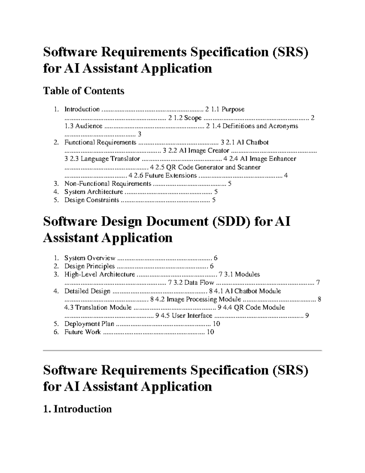 Software Requirements Specification (SRS) for AI Assistant App - Studocu