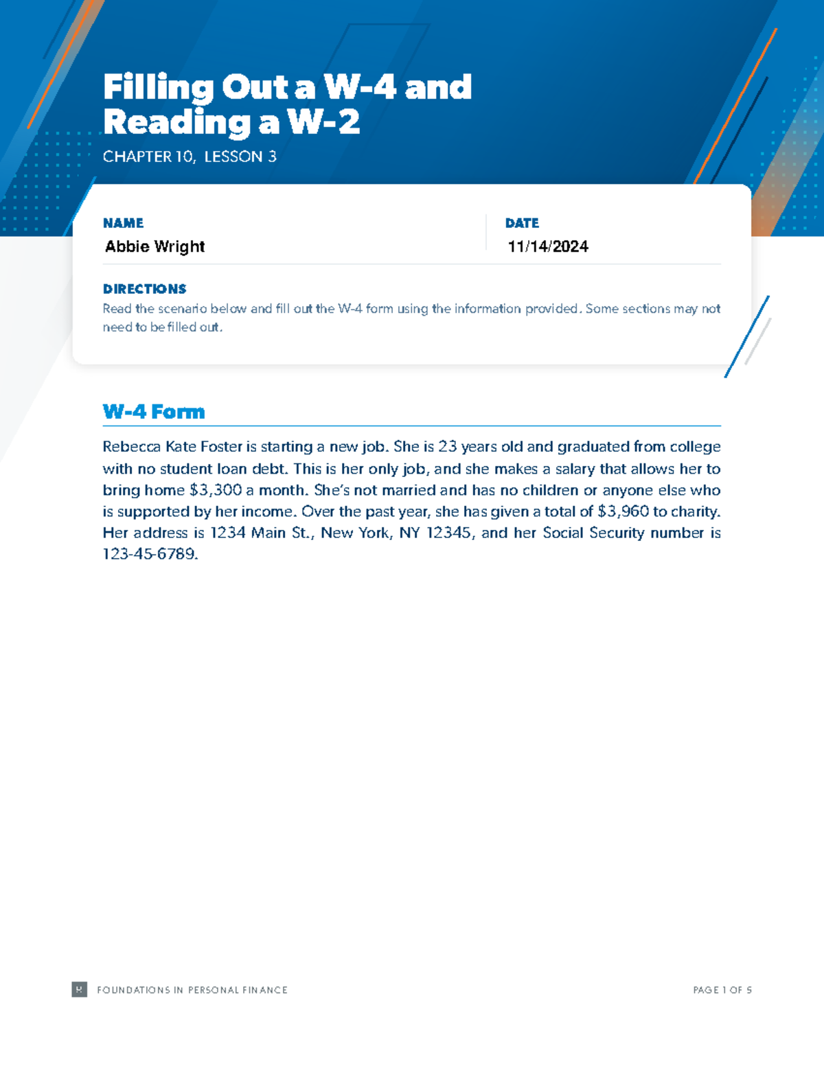 W-2 & W-4 Overview: Ramsey Class, Chapter 10, Lesson 3 Insights - Studocu